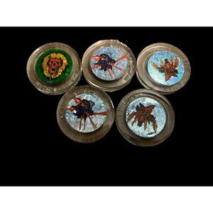 Vintage Lot Of 5 POG Slammers - Metallic Plastic